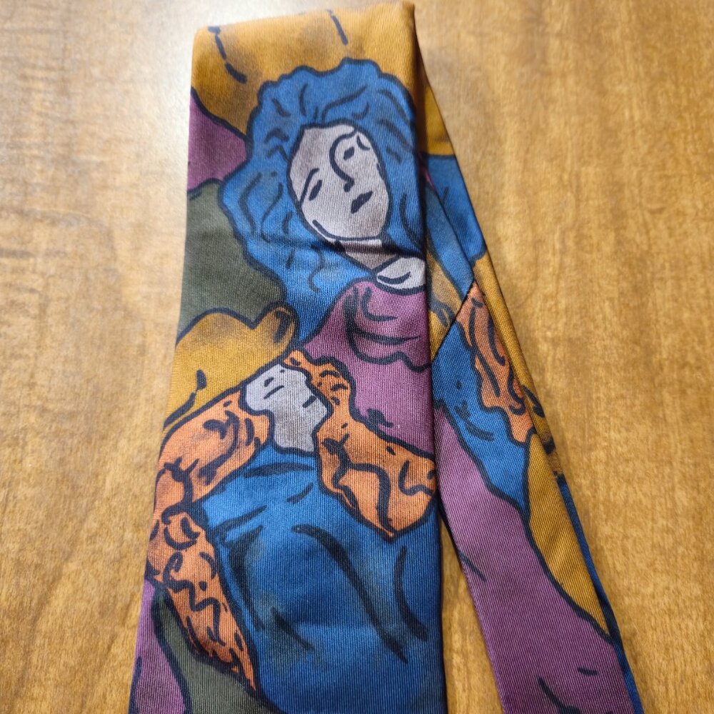 Halston III Silk Tie Italian Colorful - Picture 3 of 8